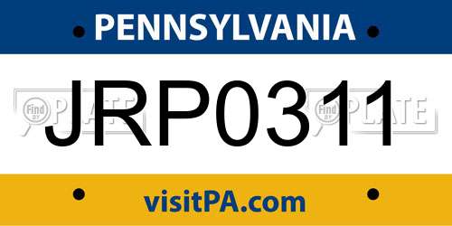 JRP0311 Pennsylvania License Plate