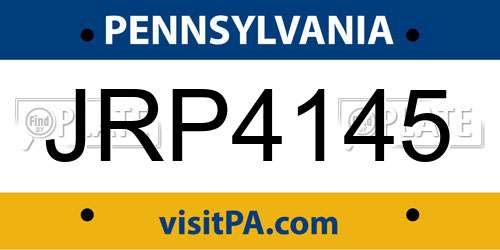 JRP4145 Pennsylvania License Plate