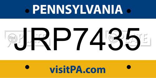 JRP7435 Pennsylvania License Plate