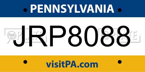 JRP8088 Pennsylvania License Plate