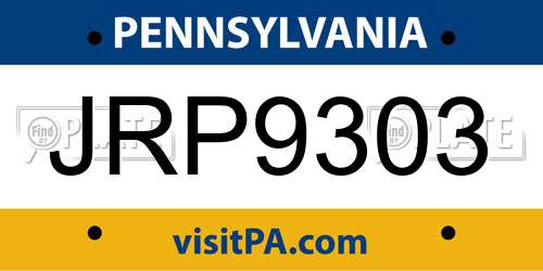 JRP9303 Pennsylvania License Plate