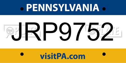 JRP9752 Pennsylvania License Plate