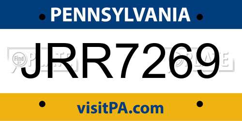 JRR7269 Pennsylvania License Plate