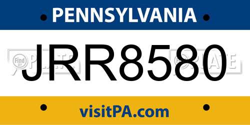 JRR8580 Pennsylvania License Plate