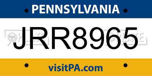 JRR8965 Pennsylvania License Plate