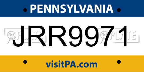 JRR9971 Pennsylvania License Plate