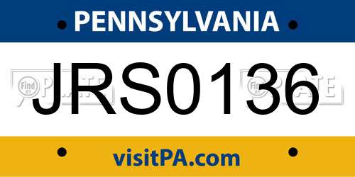 JRS0136 Pennsylvania License Plate