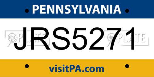 JRS5271 Pennsylvania License Plate