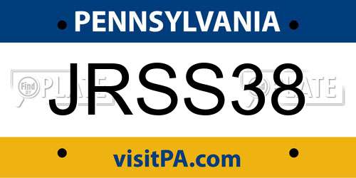 JRSS38 Pennsylvania License Plate