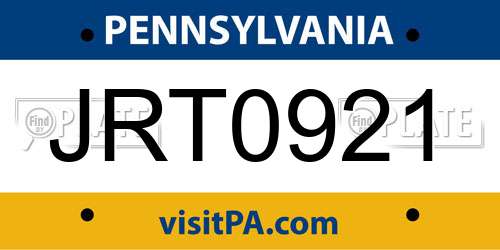 JRT0921 Pennsylvania License Plate