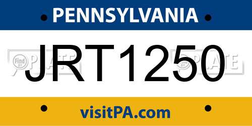 JRT1250 Pennsylvania License Plate