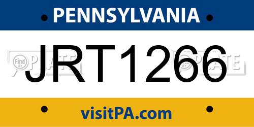 JRT1266 Pennsylvania License Plate