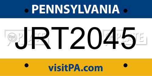 JRT2045 Pennsylvania License Plate