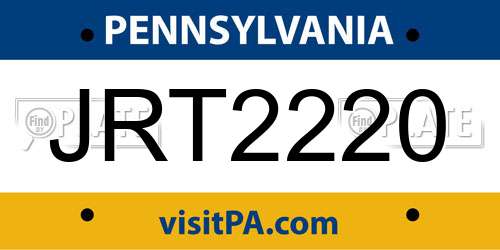 JRT2220 Pennsylvania License Plate