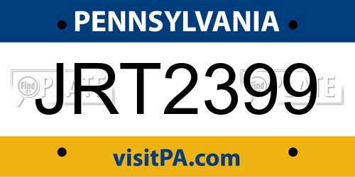 JRT2399 Pennsylvania License Plate