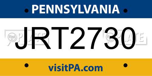 JRT2730 Pennsylvania License Plate