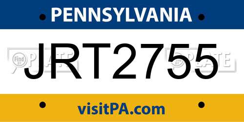 JRT2755 Pennsylvania License Plate