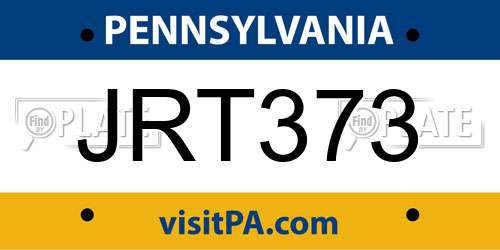 JRT373 Pennsylvania License Plate
