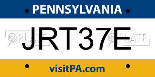 JRT37E Pennsylvania License Plate