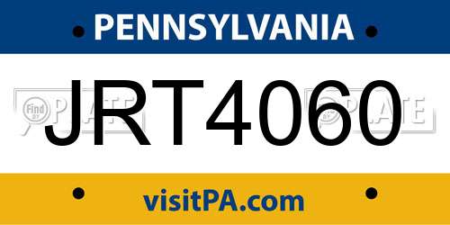 JRT4060 Pennsylvania License Plate