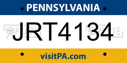 JRT4134 Pennsylvania License Plate