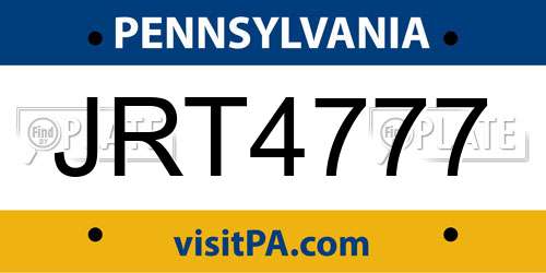 JRT4777 Pennsylvania License Plate