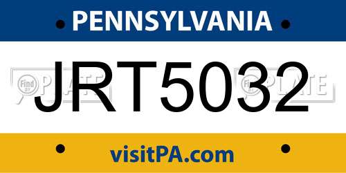 JRT5032 Pennsylvania License Plate