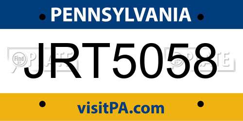 JRT5058 Pennsylvania License Plate