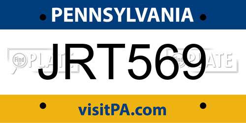 JRT569 Pennsylvania License Plate