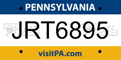 JRT6895 Pennsylvania License Plate