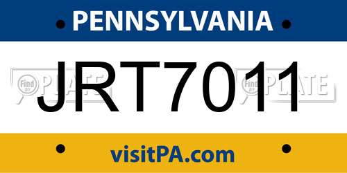 JRT7011 Pennsylvania License Plate