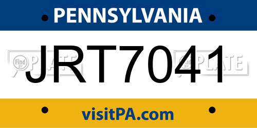 JRT7041 Pennsylvania License Plate
