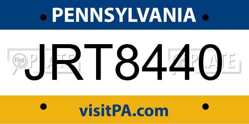 JRT8440 Pennsylvania License Plate