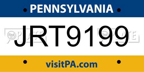 JRT9199 Pennsylvania License Plate