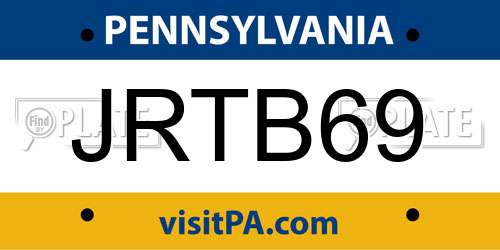 JRTB69 Pennsylvania License Plate