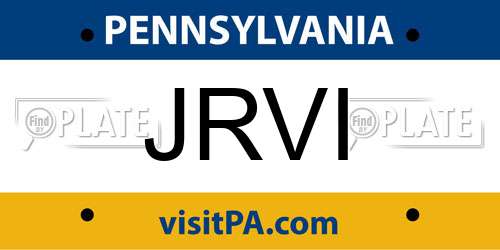 JRVI Pennsylvania License Plate