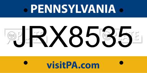 JRX8535 Pennsylvania License Plate