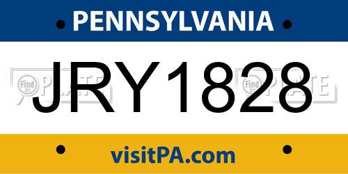 JRY1828 Pennsylvania License Plate