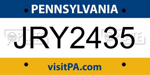 JRY2435 Pennsylvania License Plate