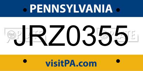 JRZ0355 Pennsylvania License Plate