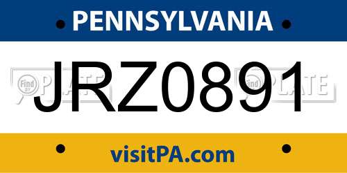 JRZ0891 Pennsylvania License Plate