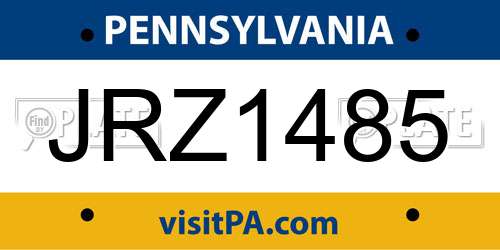 JRZ1485 Pennsylvania License Plate