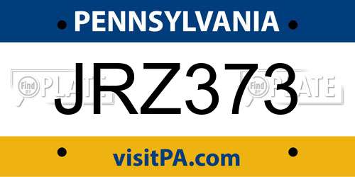 JRZ373 Pennsylvania License Plate