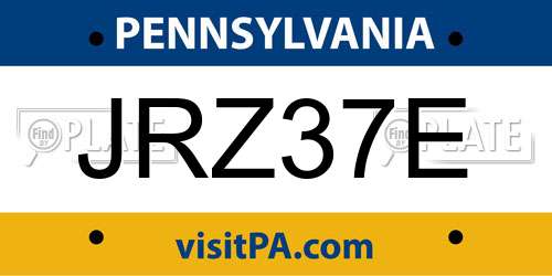 JRZ37E Pennsylvania License Plate