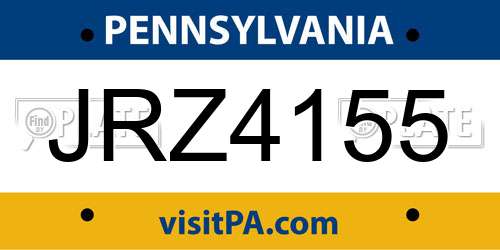JRZ4155 Pennsylvania License Plate