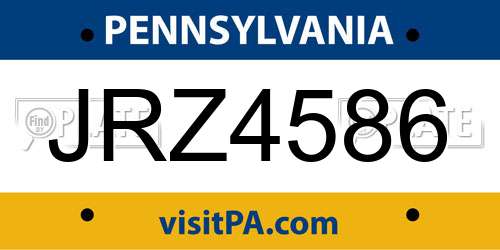 JRZ4586 Pennsylvania License Plate