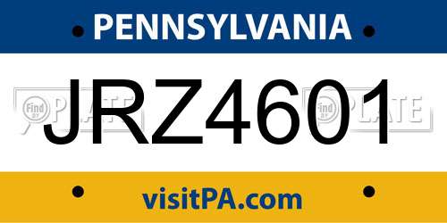 JRZ4601 Pennsylvania License Plate