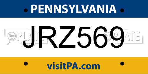 JRZ569 Pennsylvania License Plate
