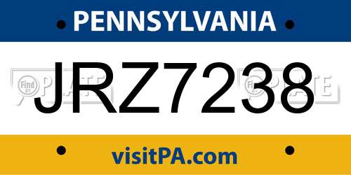 JRZ7238 Pennsylvania License Plate