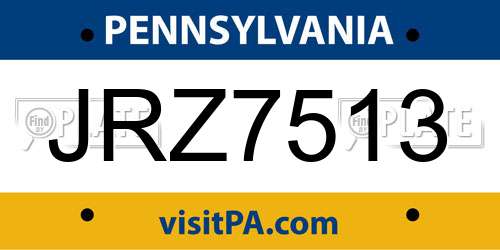 JRZ7513 Pennsylvania License Plate
